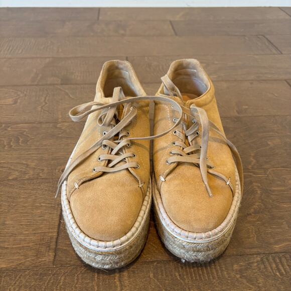 RAG & BONE Kent Platform Sneakers Dune Tan Suede Womens Size 39.5 - Picture 2 of 7